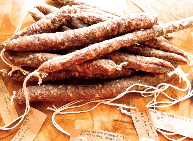 An embarrassment of riches: saucisse sec, plain and with hazelnuts